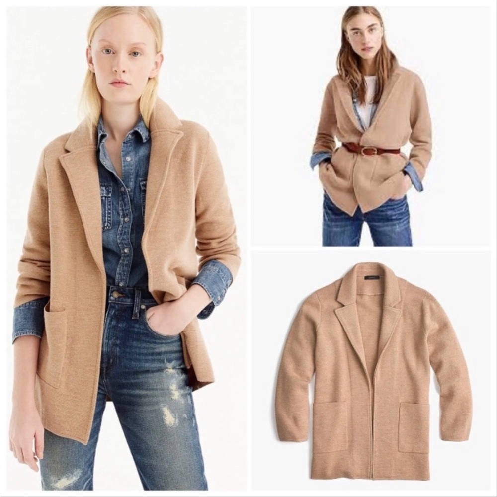 J. Crew Camel/Tan Open-Front Wool Blend Coat